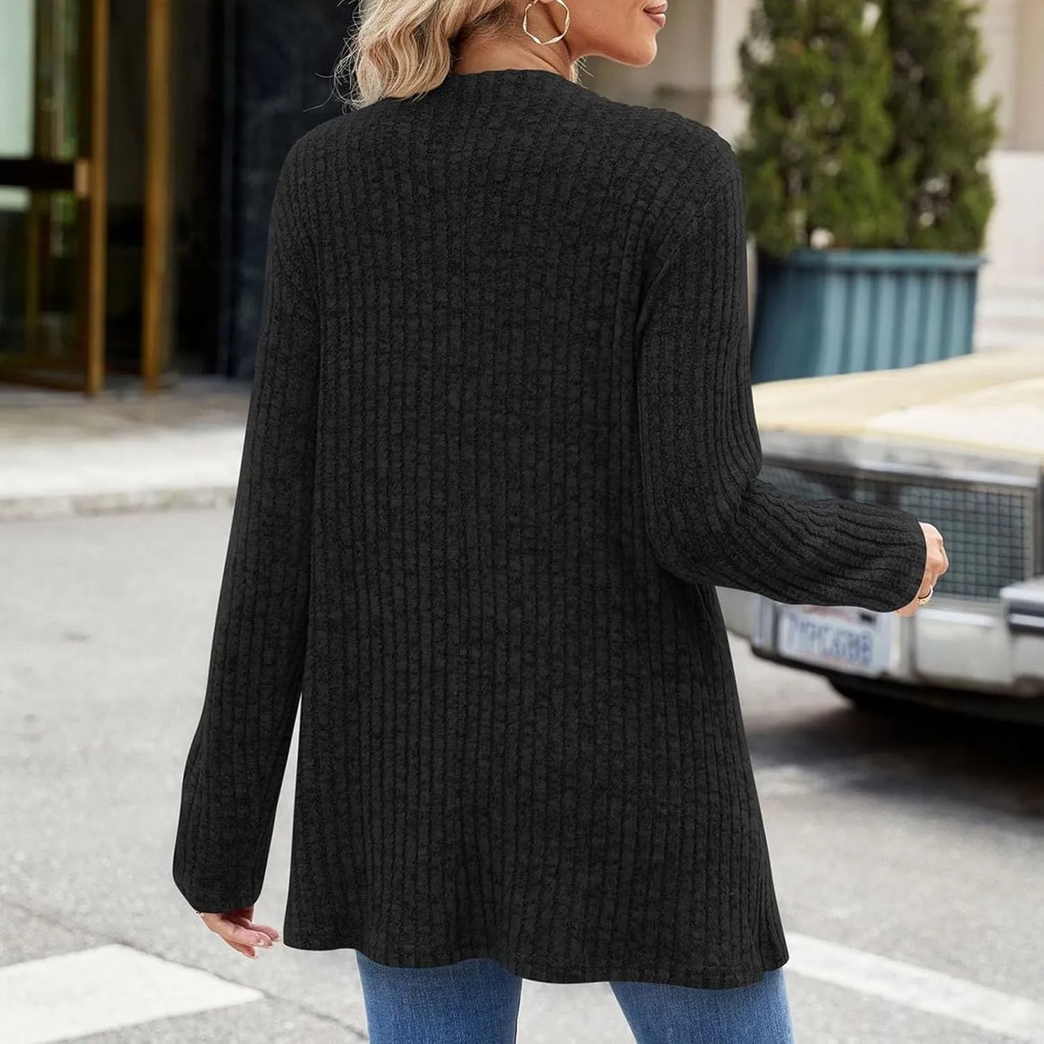2024 Long Cardigan Sweaters For Women Trendy Chunky Cable Knit Open Front Cardigans Light Weight Cotton Fall Outfits