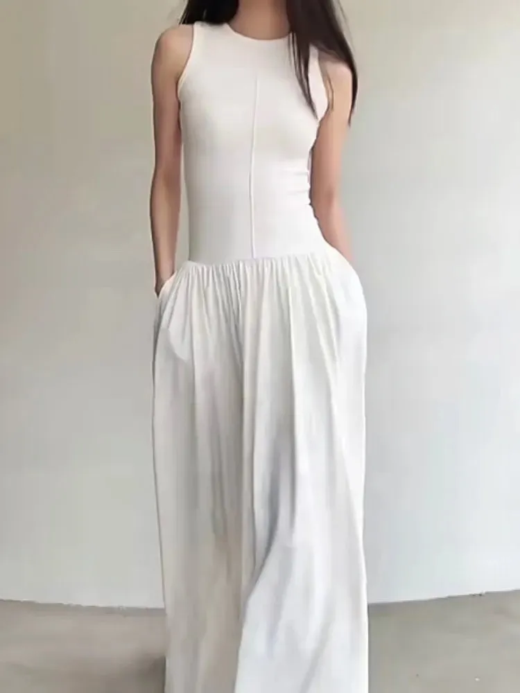 Aiertu Summer Elegant Casual Midi Women Sundress Sleeveless Vintage Slim Fashion Party Vestidos Femme Loose Birthday Robe Clothes New
