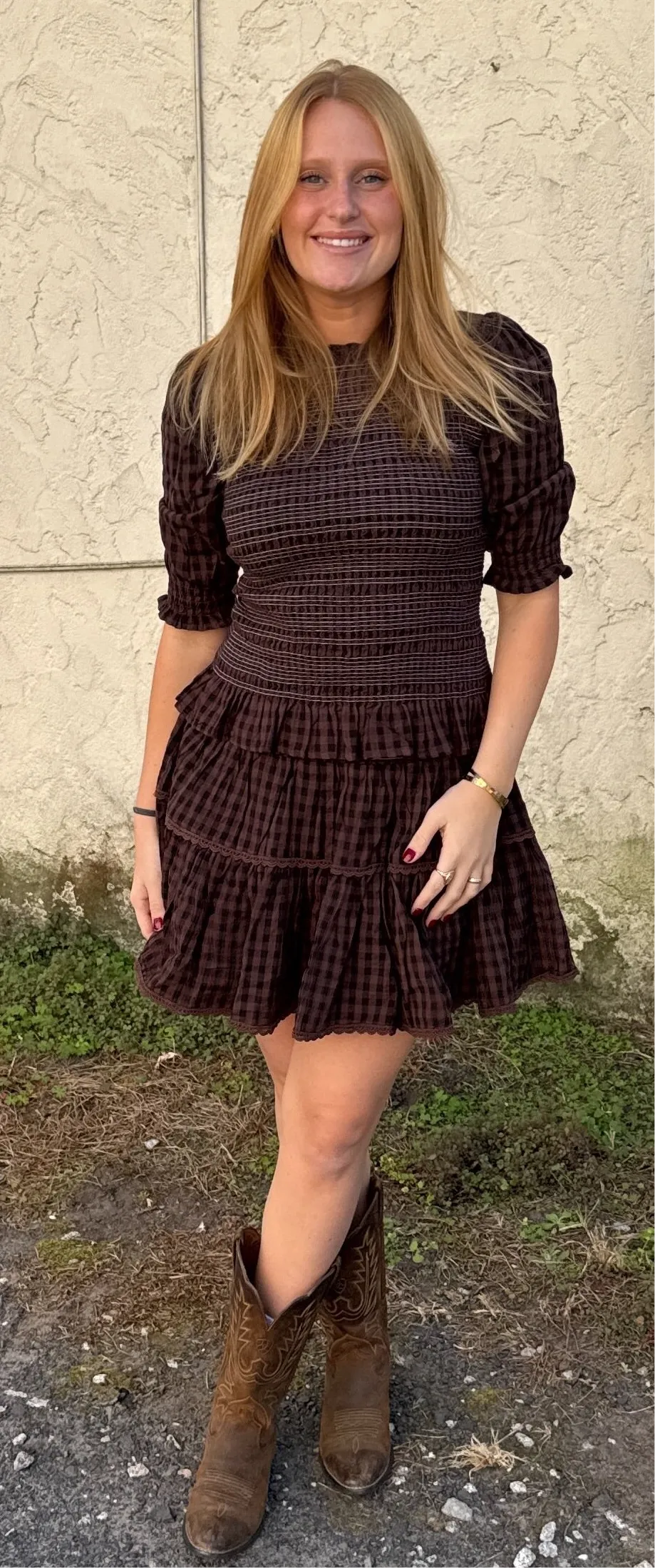Amelia Skirt Brown Gingham