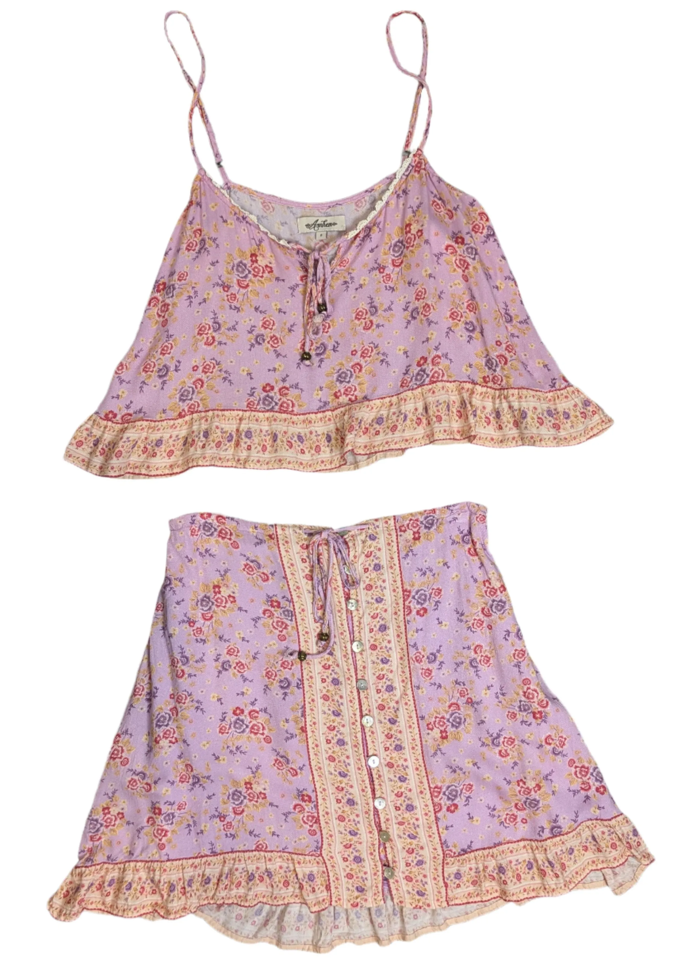 Arnhem Floral 'Harmony' Cropped Cami & Mini Skirt Set in Lilac