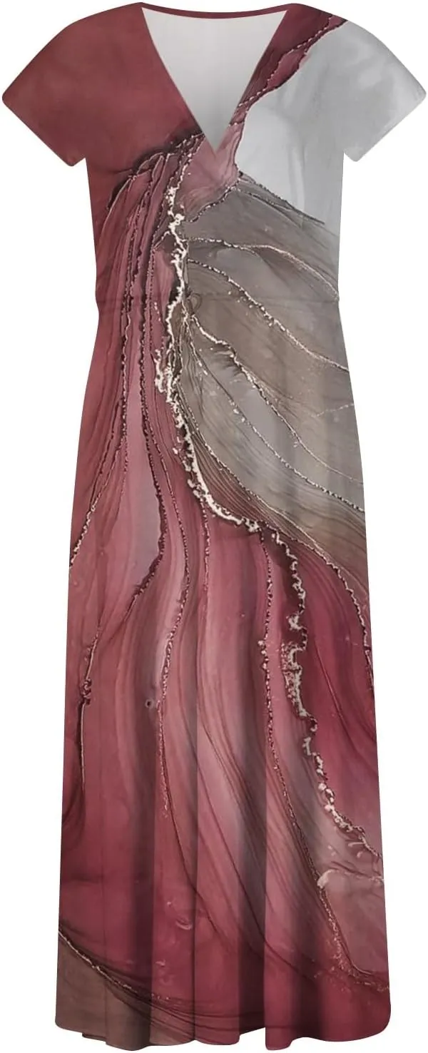 Azeralia Summer Dresses for Women 2024 Short Sleeve Dresses for Women 2024 Elegant Wedding Guest Dress Party Dress for Women