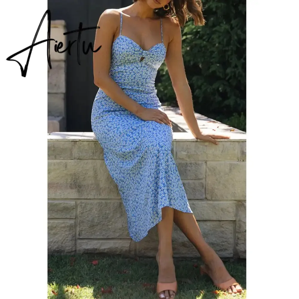Backless Criss-cross Lace Up Halter Sleeveless Blue Summer Dress Sexy Maxi Elegant Party Beach Sleeveless Sundress Green Cotton