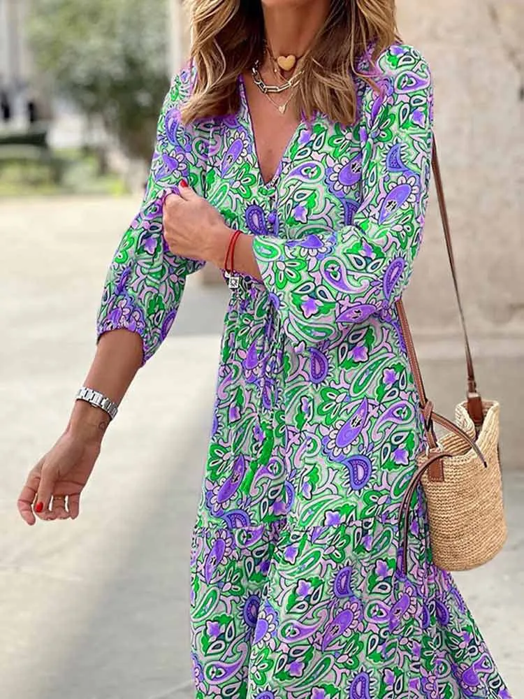 BerriesJam - Boho Retro Printed Beach Elegant Sundress