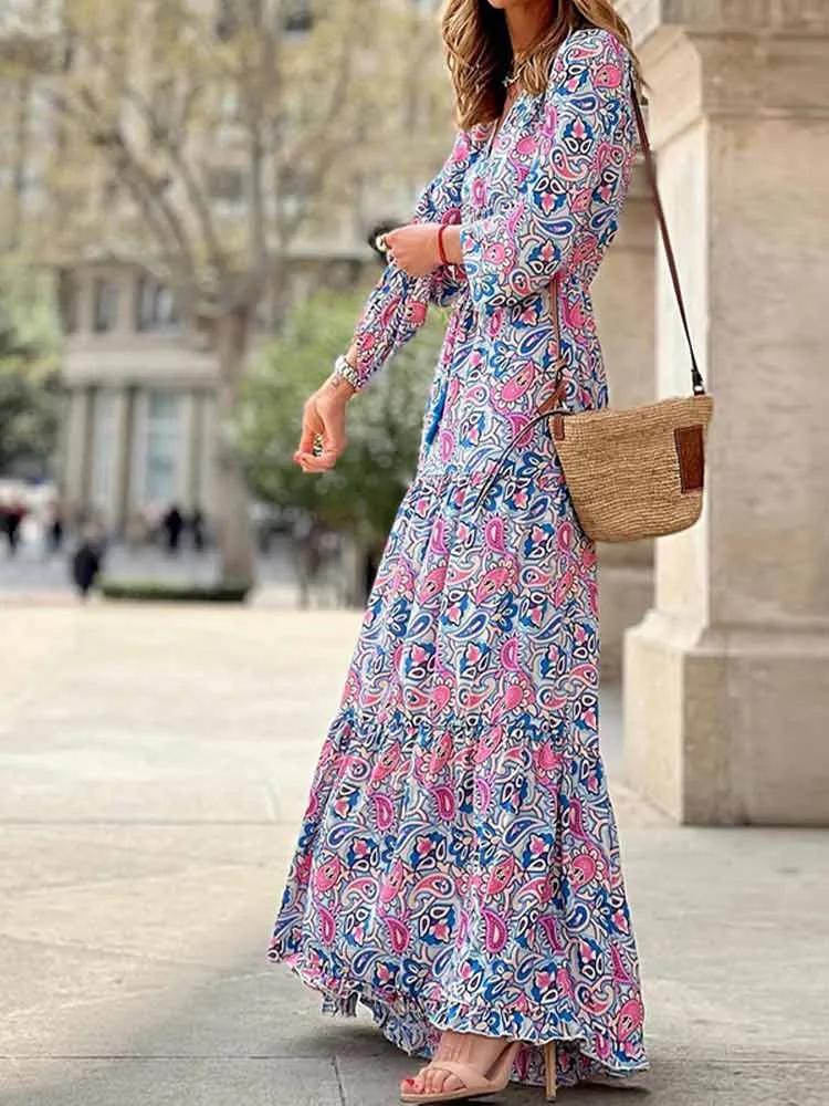 BerriesJam - Boho Retro Printed Beach Elegant Sundress