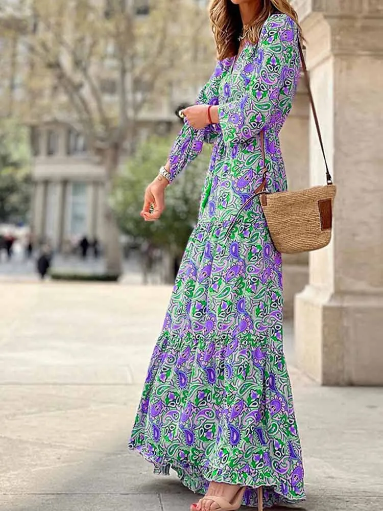BerriesJam - Boho Retro Printed Beach Elegant Sundress