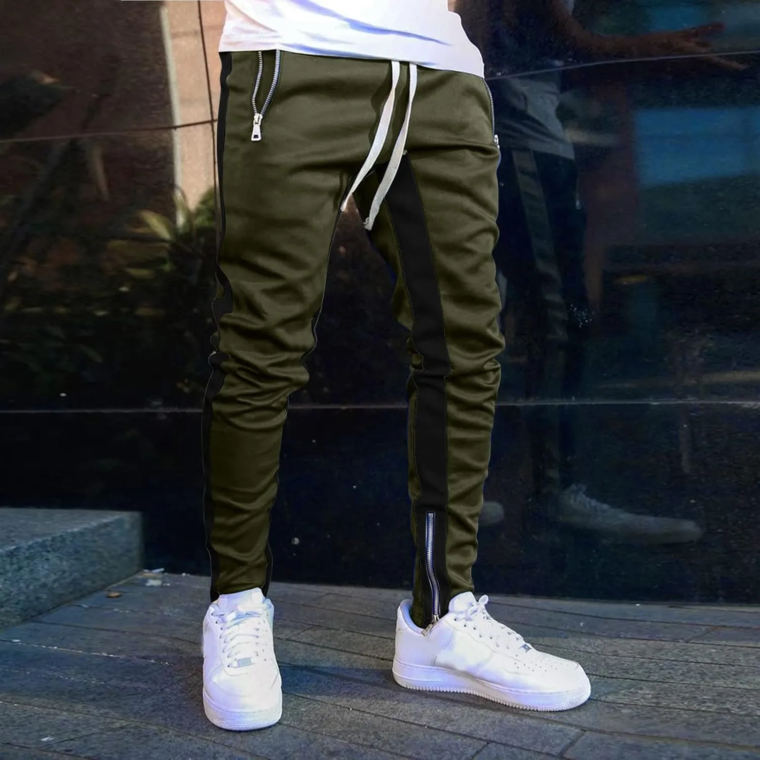 Big and Tall Sweatpants for Men Cargo Sweatpants Stretch Elastic Waist Baggy Workout Jogger Pants Drawstring Straight