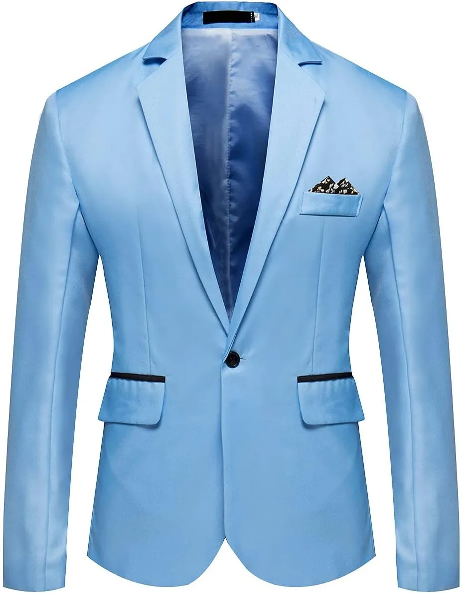 Blazer for Men Slim Fit Suit Jacket Sport Coats Formal Dress Jackets Solid One Button Notched Lapel Tuxedo Blazer
