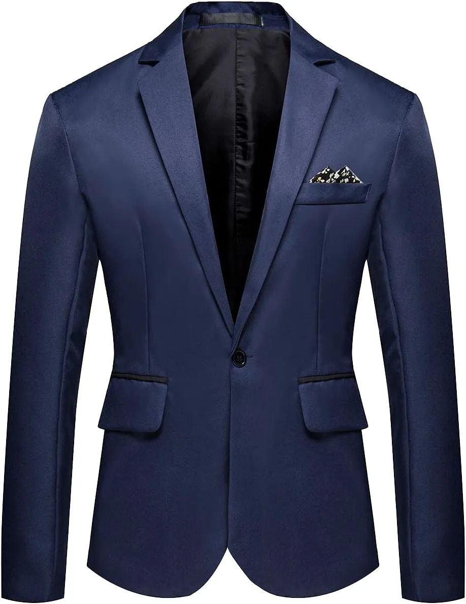 Blazer for Men Slim Fit Suit Jacket Sport Coats Formal Dress Jackets Solid One Button Notched Lapel Tuxedo Blazer