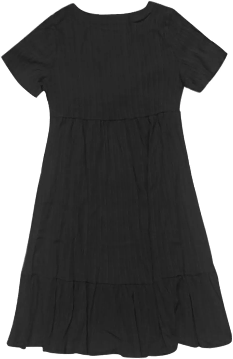Boho Dresses for Women 2025 Summer Short Sleeve Midi Dresses V-Neck Knit Pleated A Line Swing Casual Loose Basic Dress