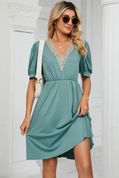 Calipso V-Neck Puff Sleeve Dress | 8 Colors