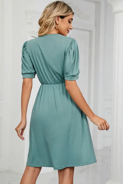 Calipso V-Neck Puff Sleeve Dress | 8 Colors