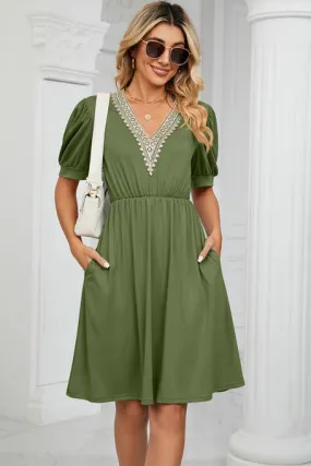Calipso V-Neck Puff Sleeve Dress | 8 Colors