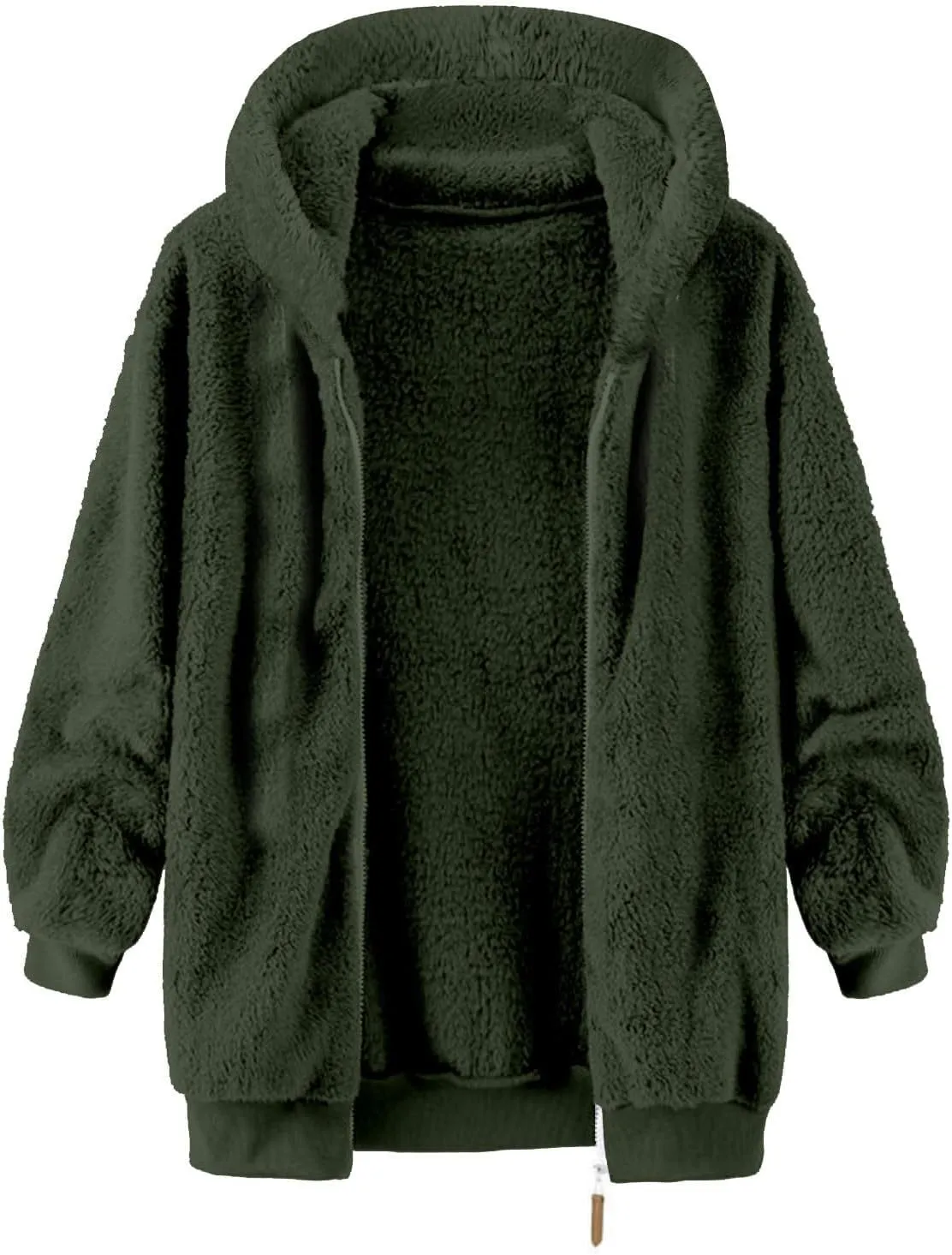 Cambkatl Men's Fuzzy Sherpa Hoodie Jacket Full Zip Up Fleece Long Sleeve Loose Soft Hooded Sweatshirt Athletic Sports Coat