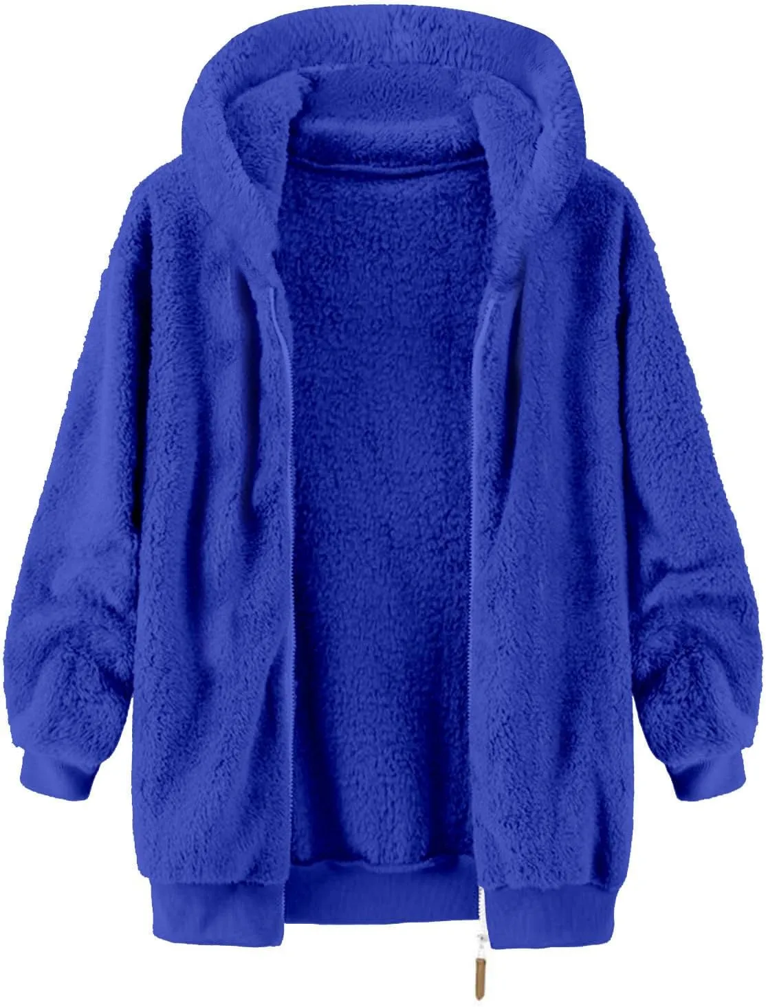 Cambkatl Men's Fuzzy Sherpa Hoodie Jacket Full Zip Up Fleece Long Sleeve Loose Soft Hooded Sweatshirt Athletic Sports Coat