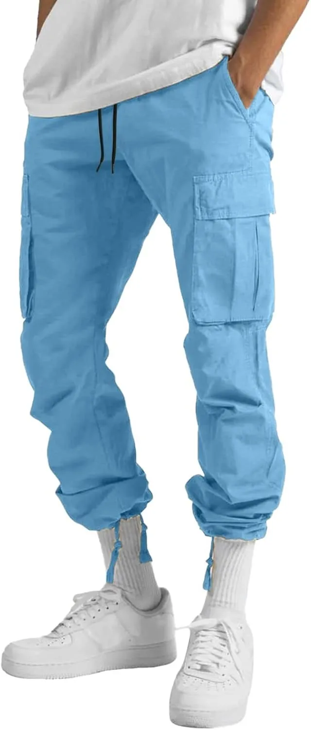 Cargo Trousers for Men with Pocket for Workout Jogging Running Men's Heavyweight Sweatpants Fleece Lined with Pockets