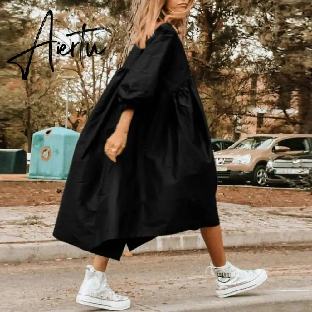 Casual Female Leopard Party Baggy Dress Elegant Print  Dress Women Long Midi Dress Autumn Summer Sundress Long Sleeve Robe