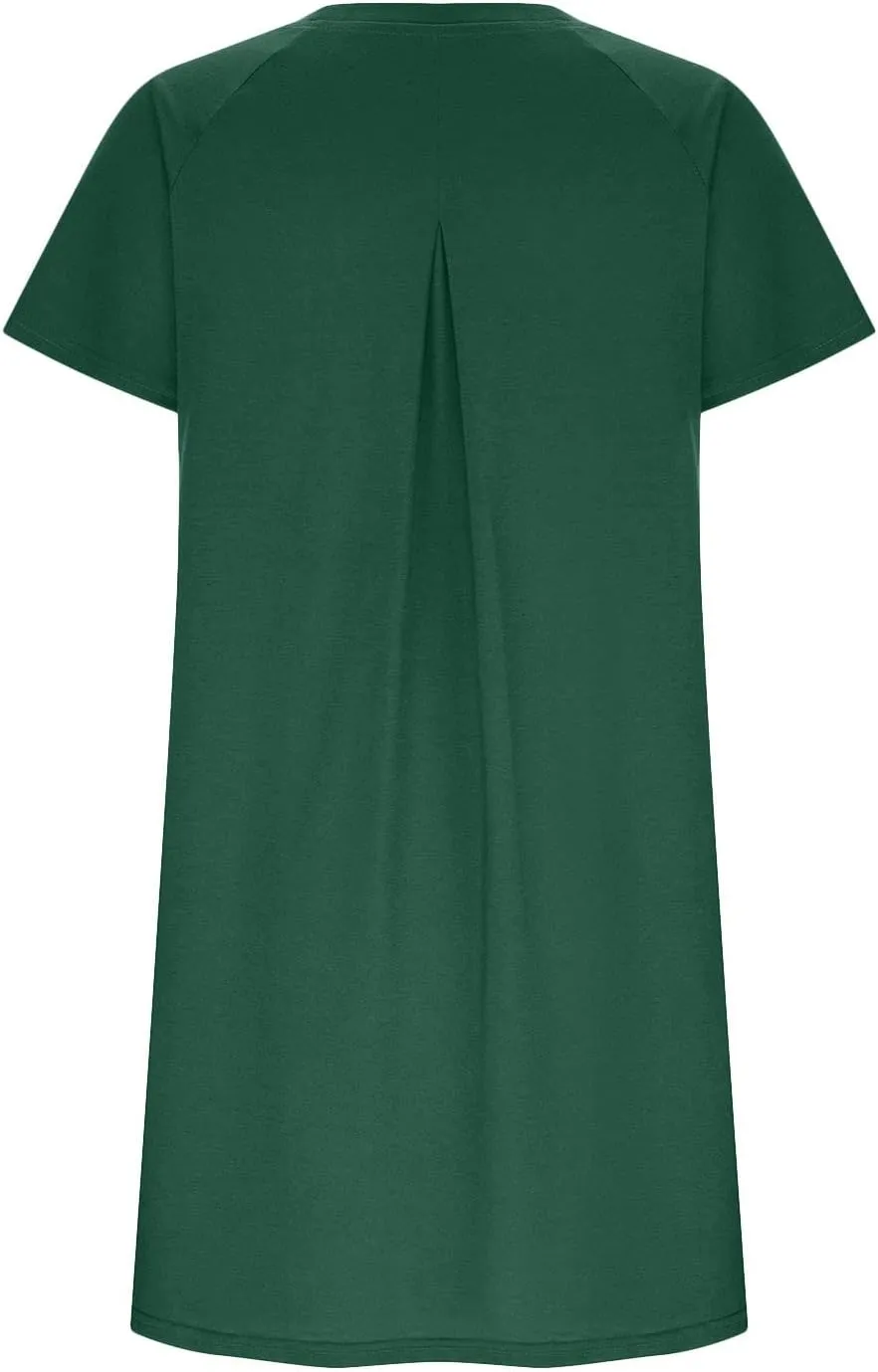 Casual T Shirt Dress for Women Flowy Tunic Dress with Pockets Short Sleeve Knee Length Summer Dresses Casual Loose Fit