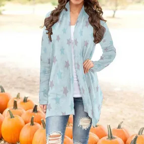 Celestial Blue Women's Long Sleeve Cardigan