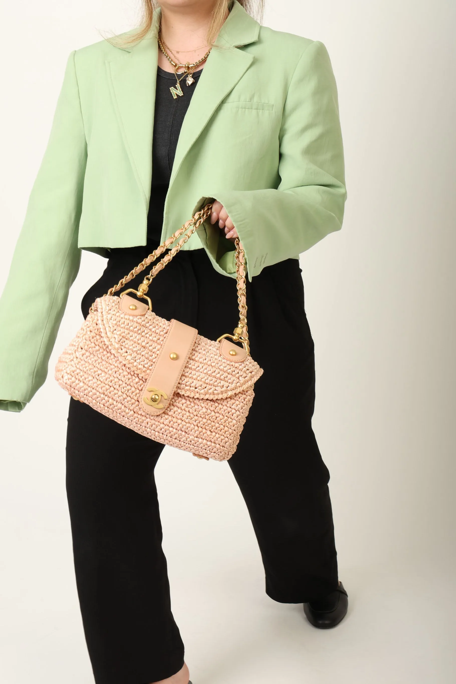 Chanel 2005 Raffia Chain Shoulder Bag