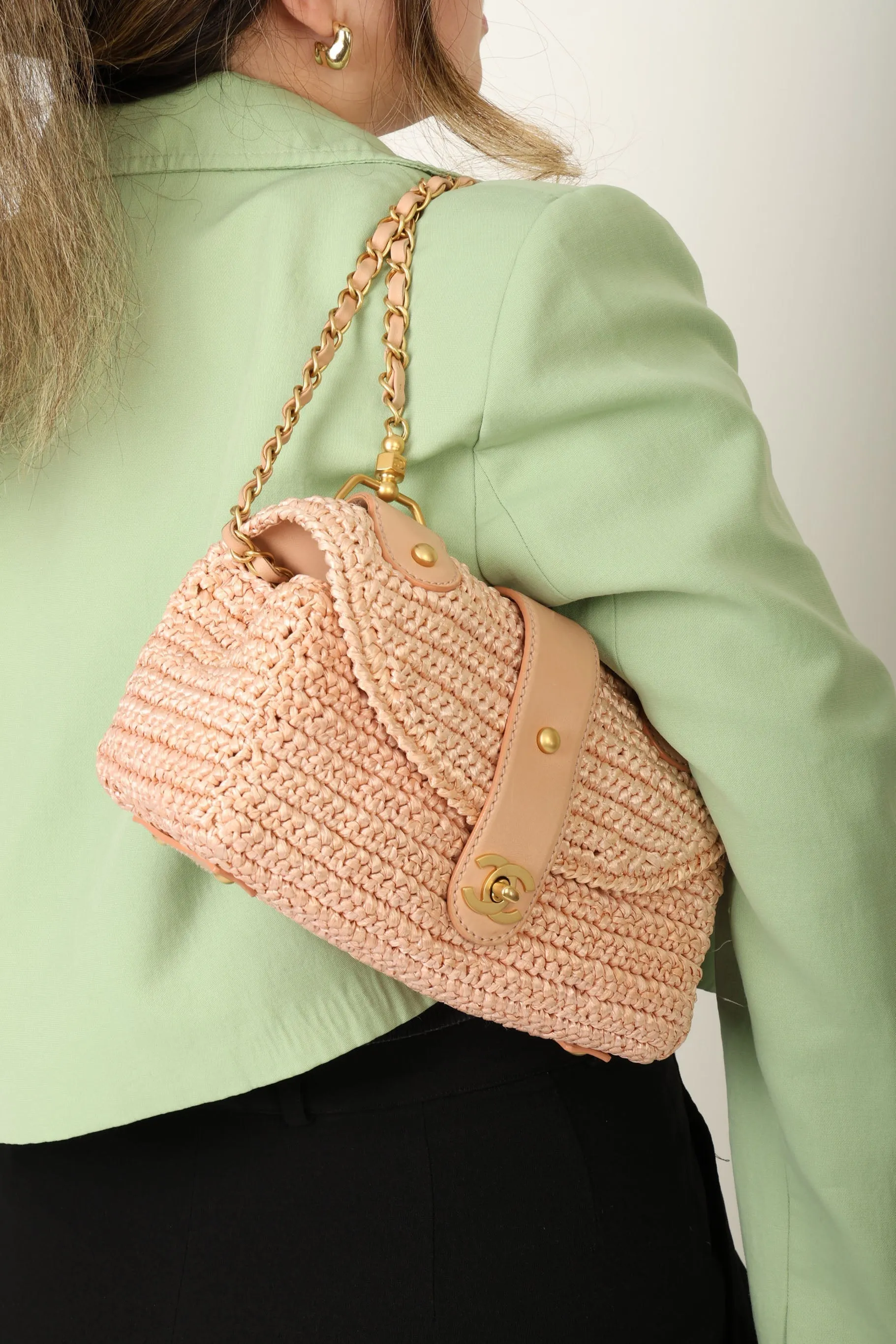 Chanel 2005 Raffia Chain Shoulder Bag