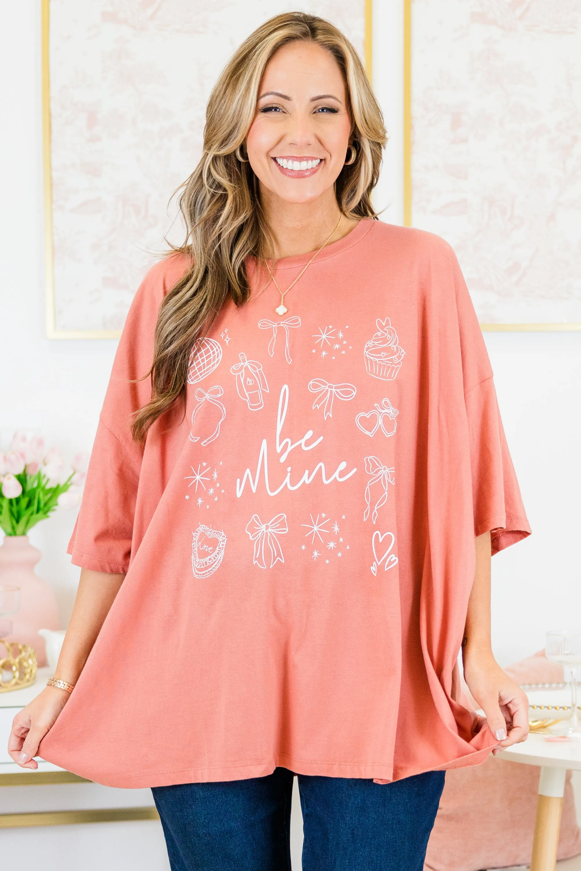 Check Yes Or No Boyfriend Tee, Ash Rose