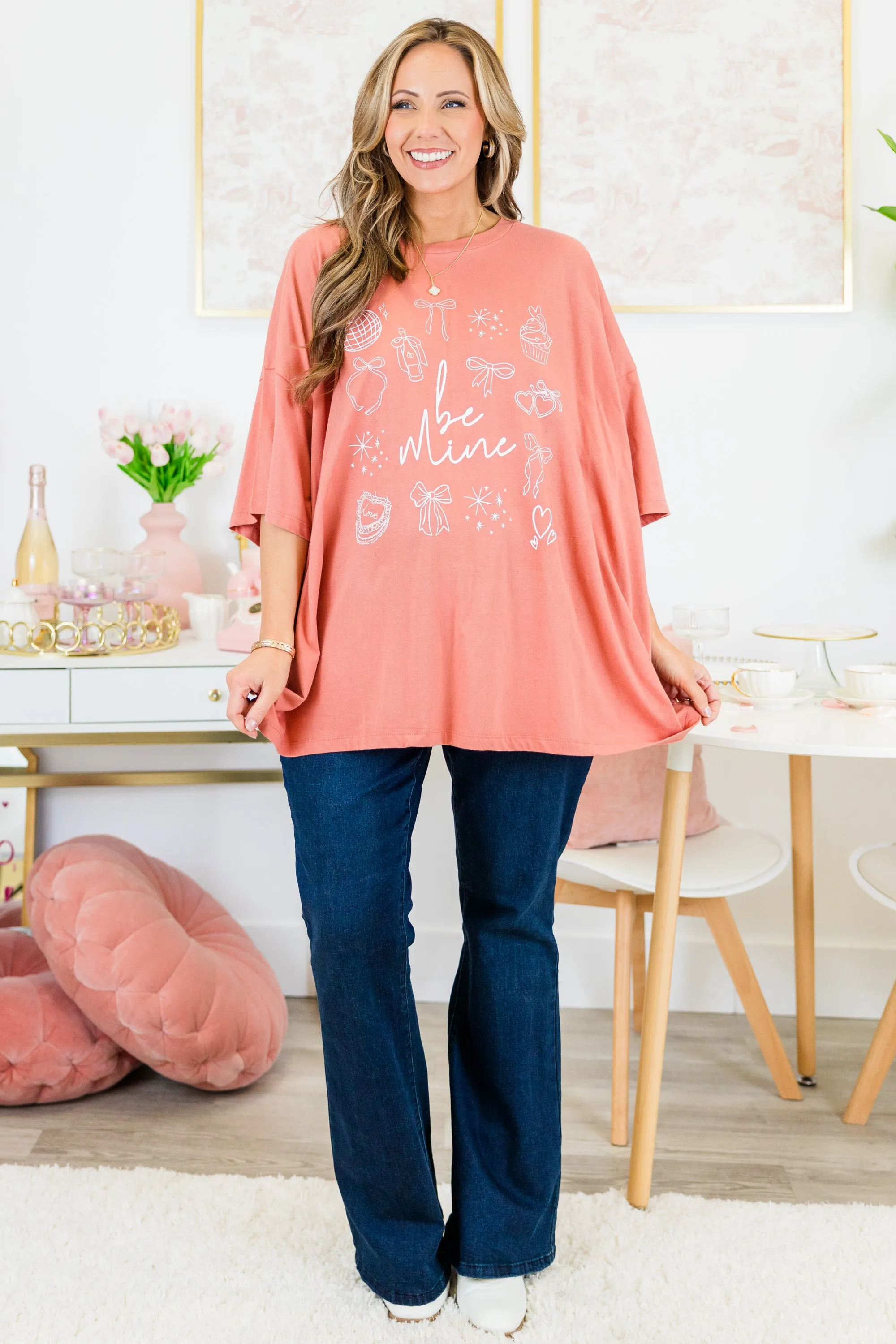 Check Yes Or No Boyfriend Tee, Ash Rose