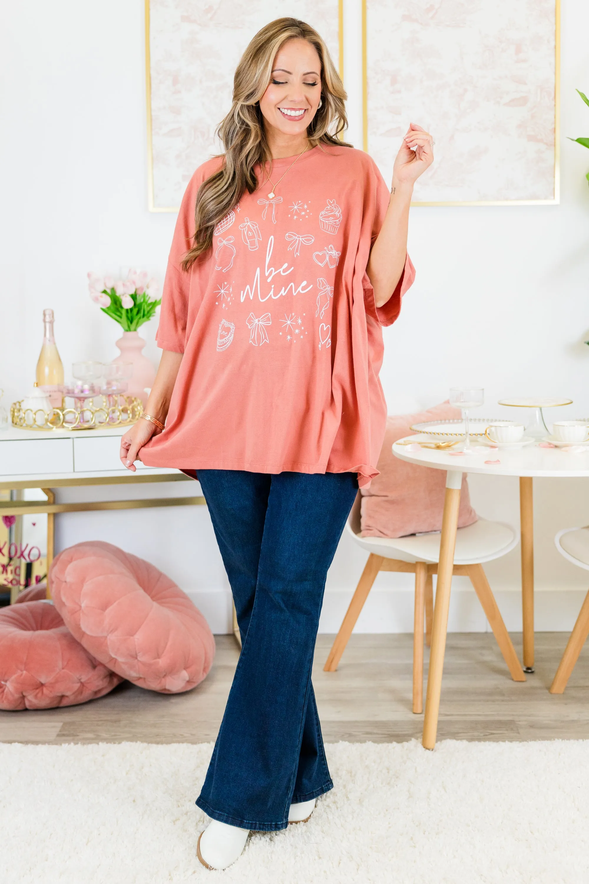 Check Yes Or No Boyfriend Tee, Ash Rose