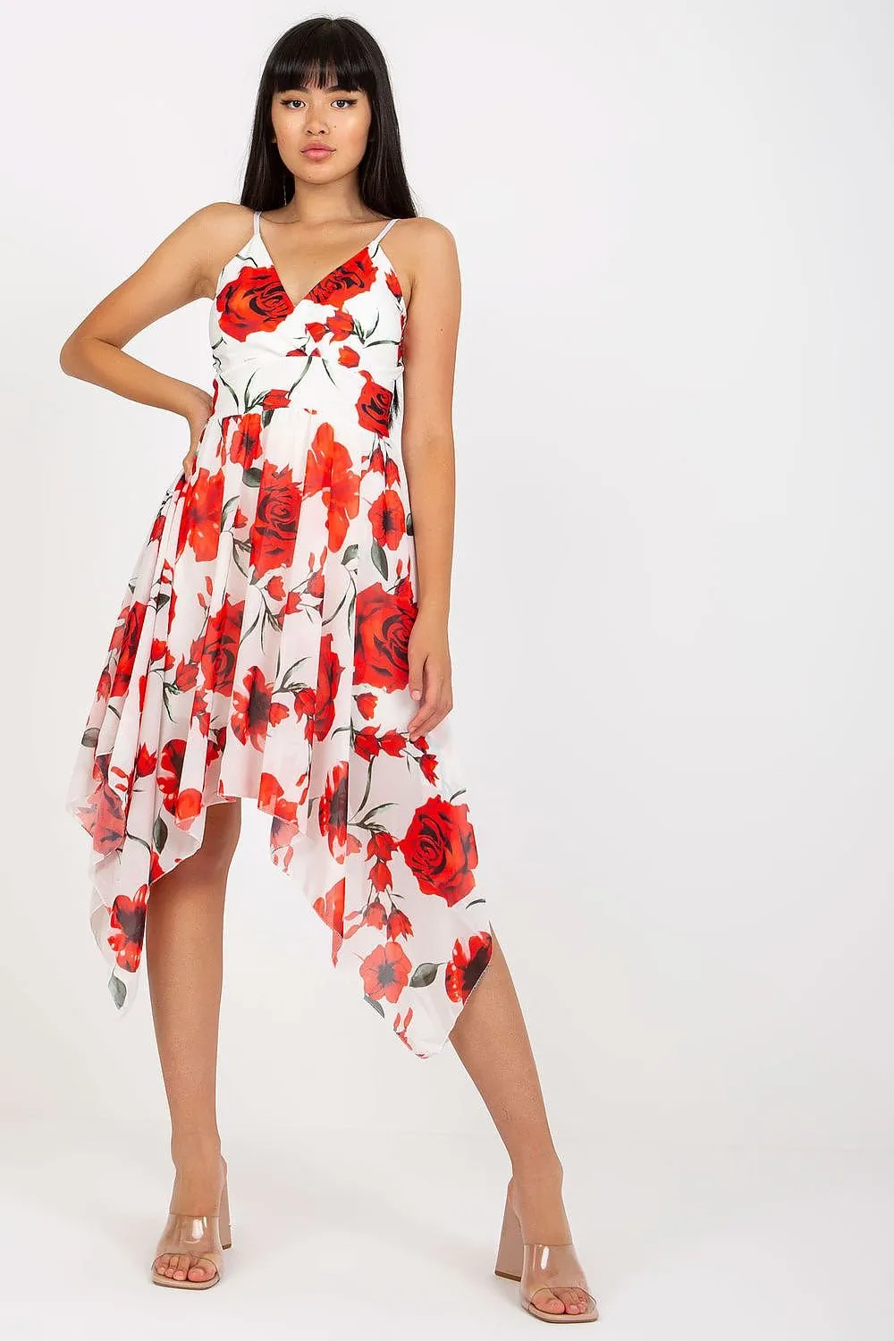 Chic Asymmetrical Summer Dress with Adjustable Straps and Padded Support