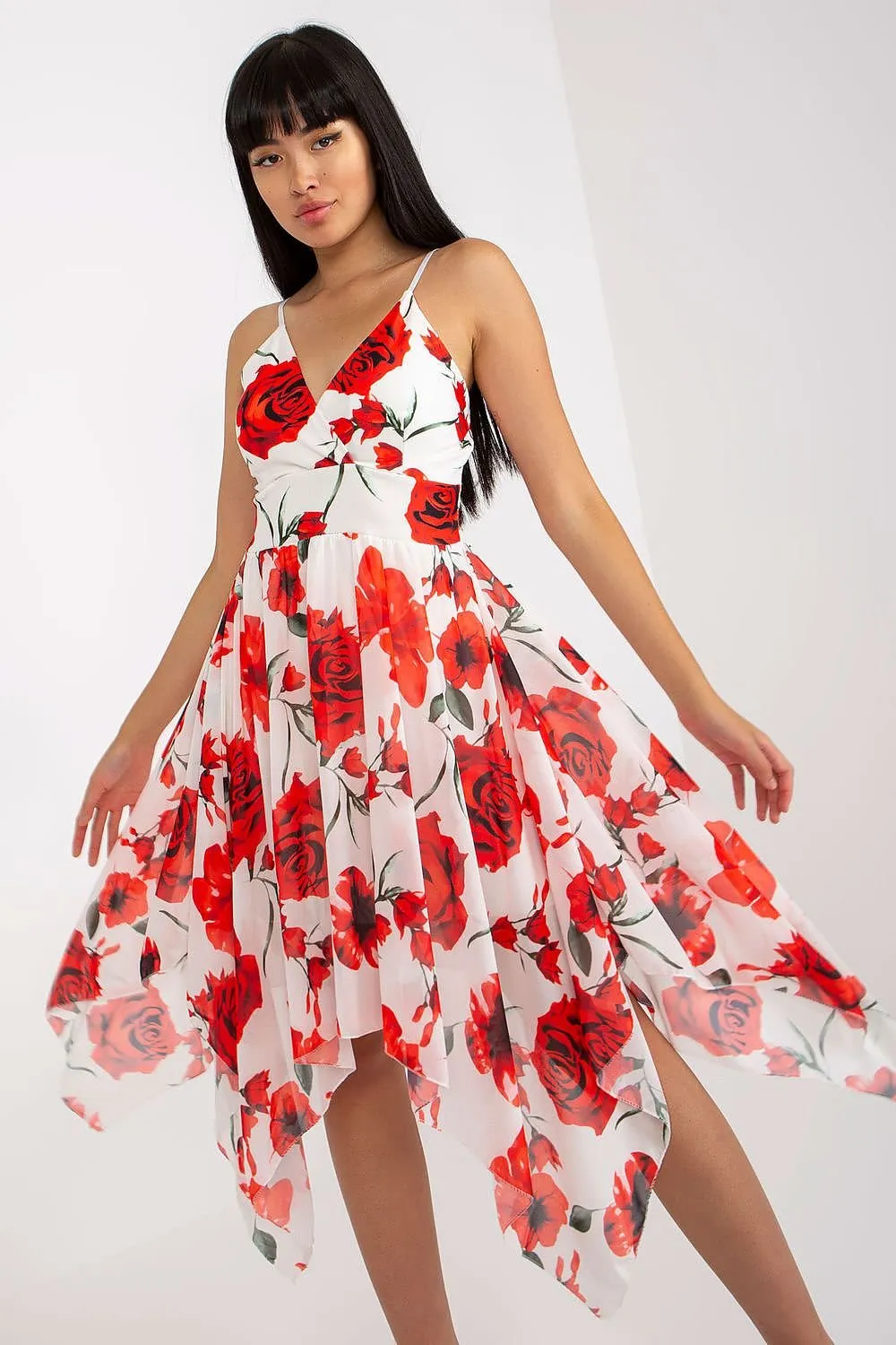 Chic Asymmetrical Summer Dress with Adjustable Straps and Padded Support