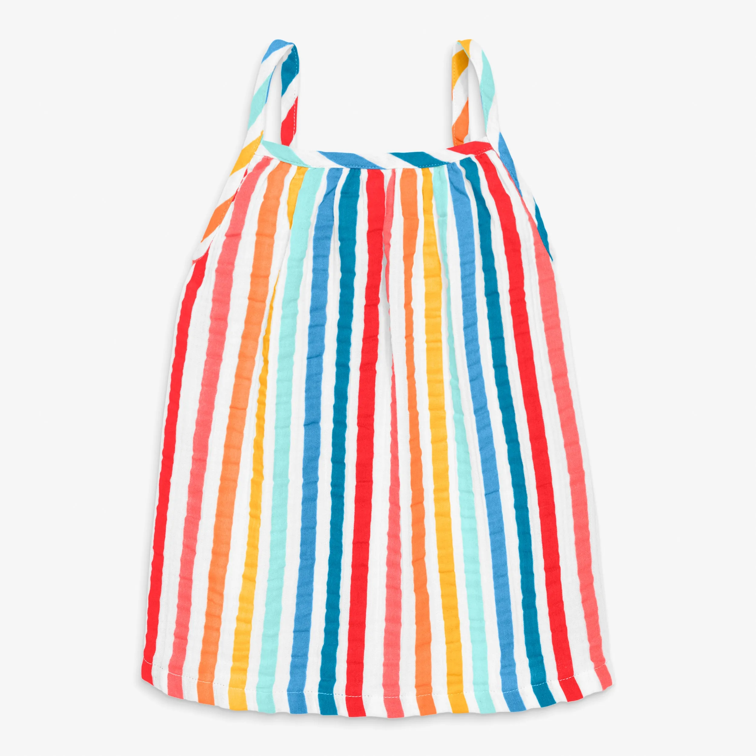 Clearance kids cotton gauze tank in bright rainbow stripe