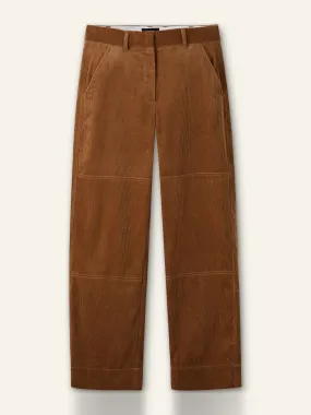 Corduroy relaxed barrel-leg trousers