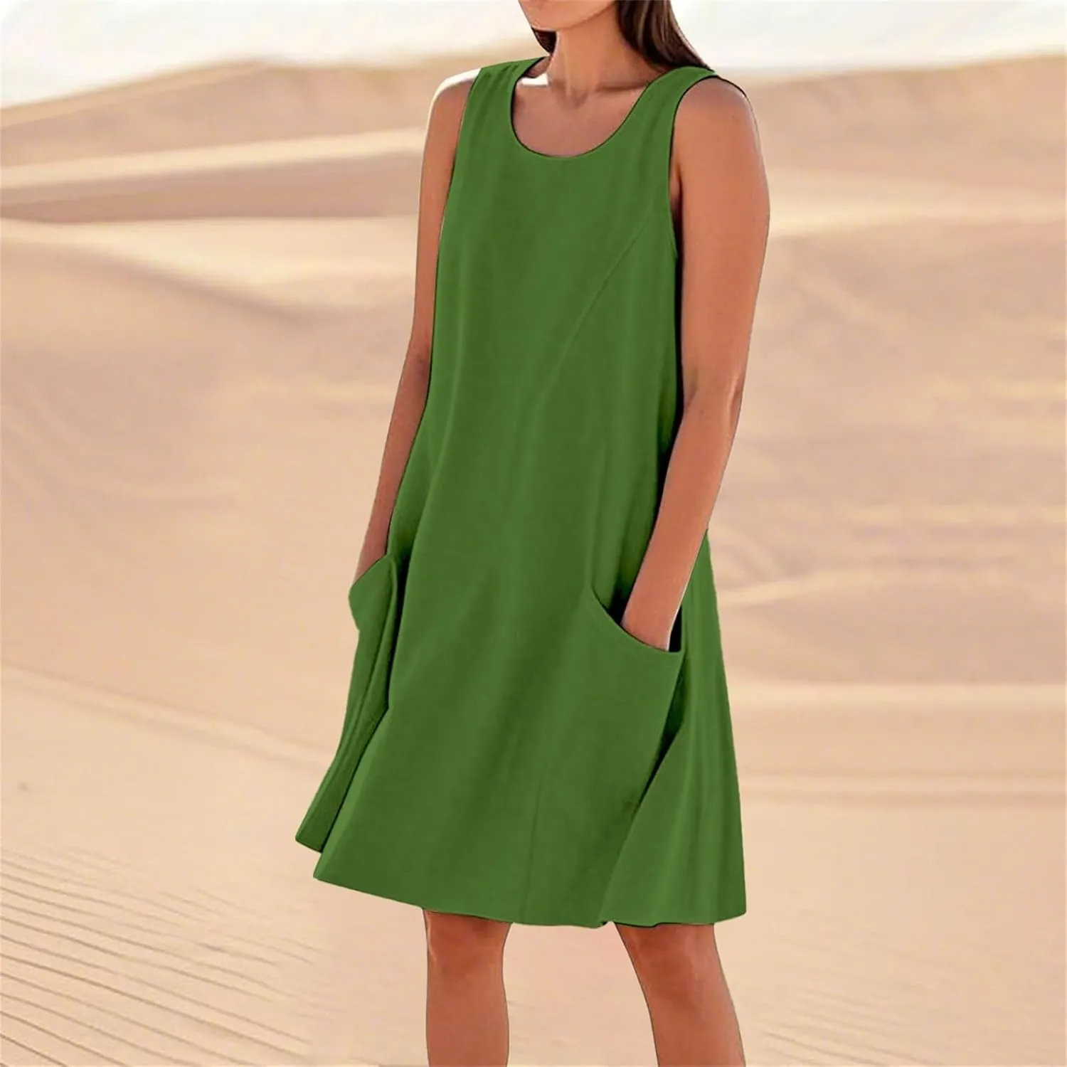 Cotton Linen Maxi Dress for Women 2025 Summer Dresses Boho Casual Beach Sleeveless Maxi Sundresses with Pockets