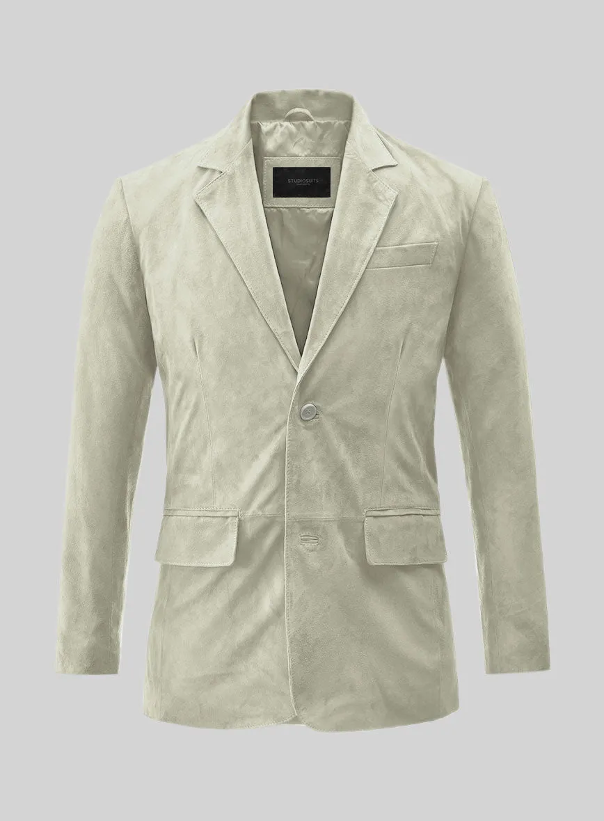 Cream Beige Suede Leather Blazer