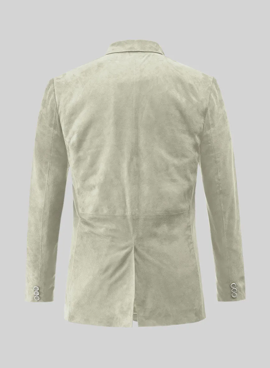 Cream Beige Suede Leather Blazer