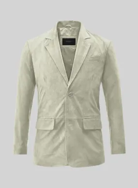 Cream Beige Suede Leather Blazer