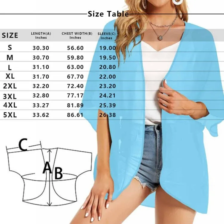 Custom Face Ethnic Style Pattern Stitching Personalized Women's Kimono Chiffon Cover Up