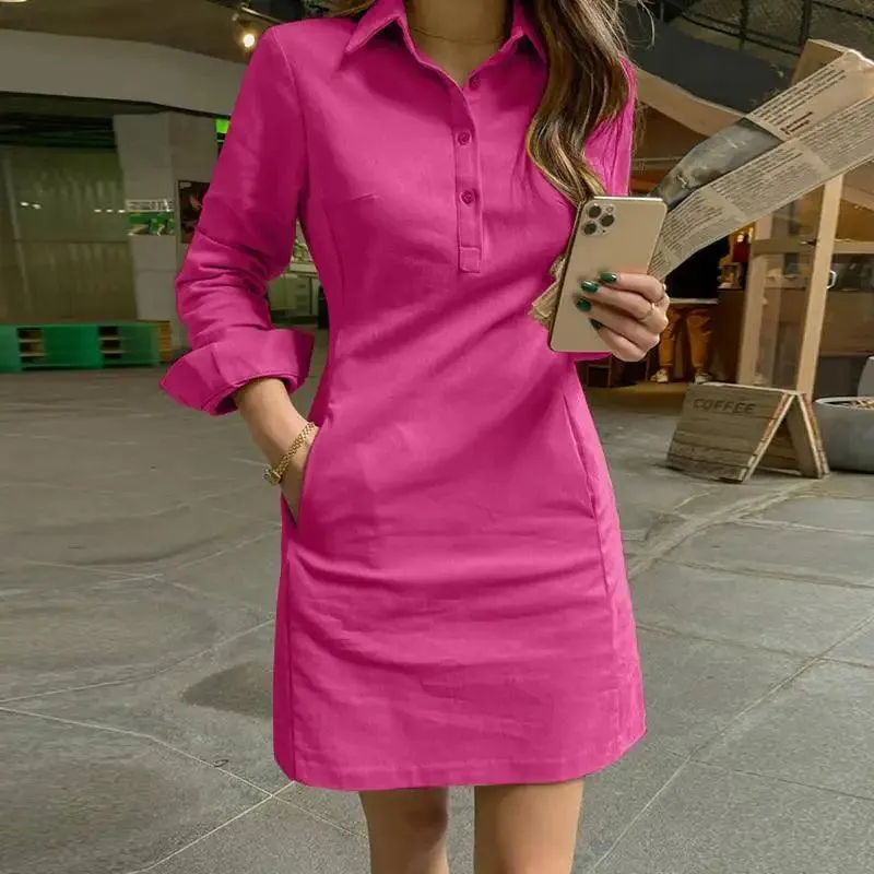 Elegant VONDA Women's Buttoned Shirt Mini Sundress: Stylish Summer Fashion