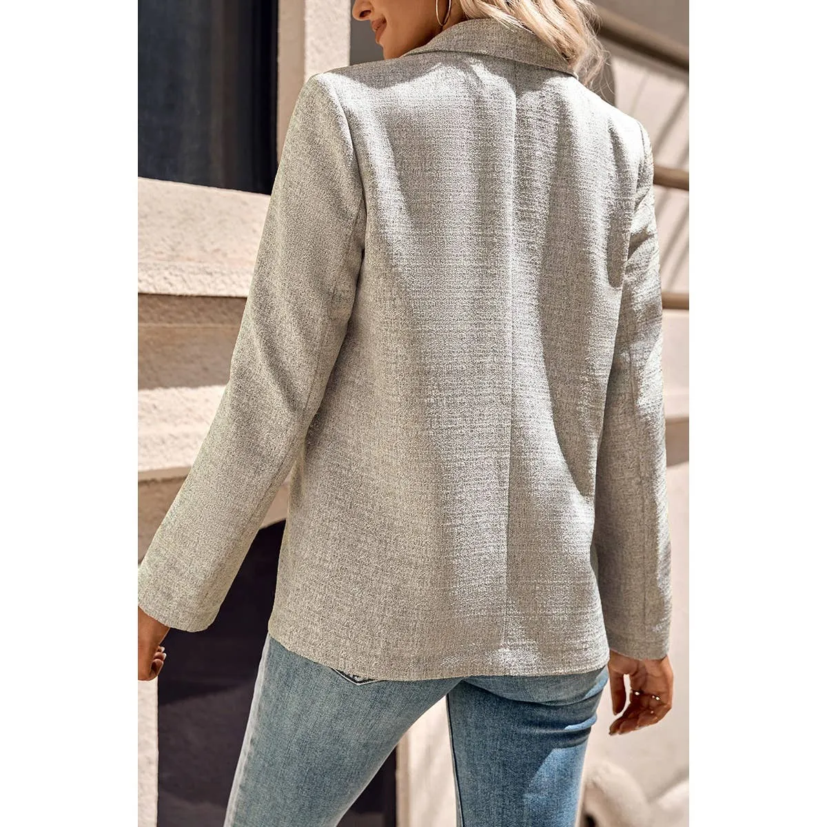 Fit Button Solid Blazer