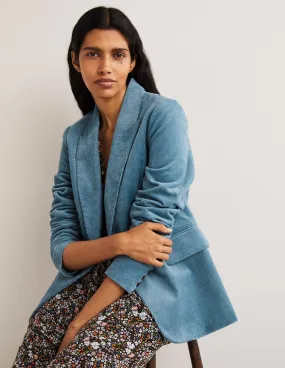 Fitted Corduroy Blazer-Mid Blue