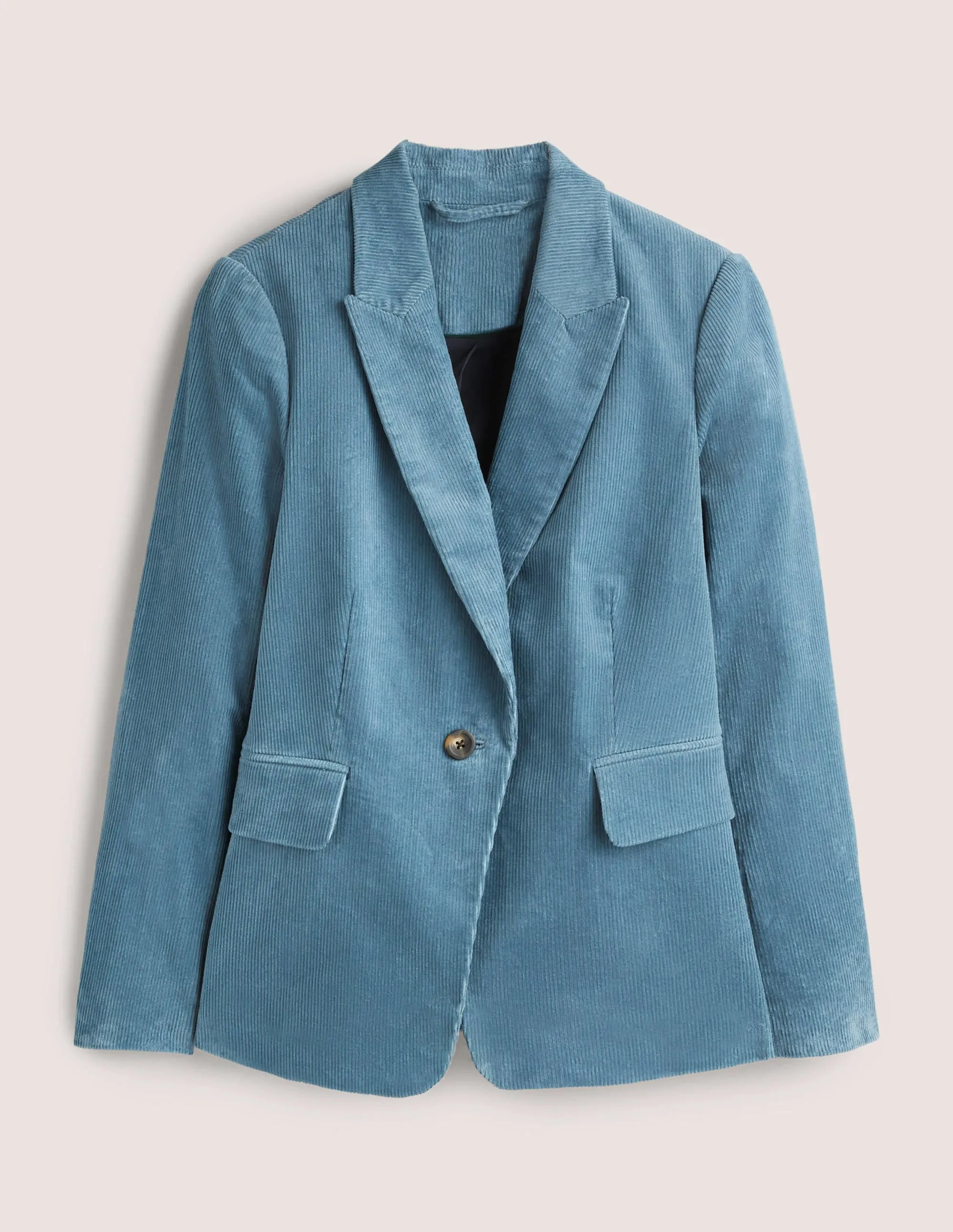 Fitted Corduroy Blazer-Mid Blue
