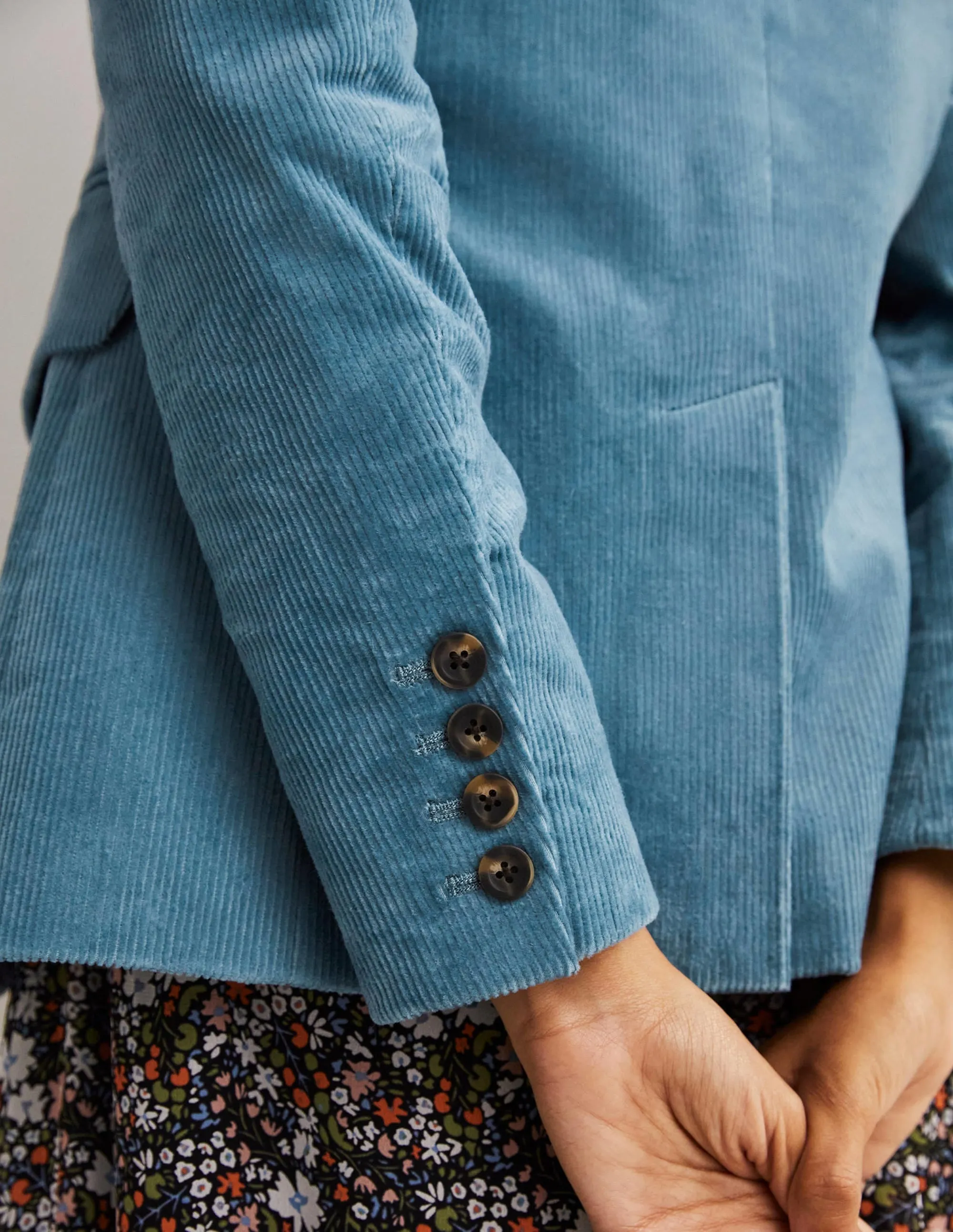 Fitted Corduroy Blazer-Mid Blue