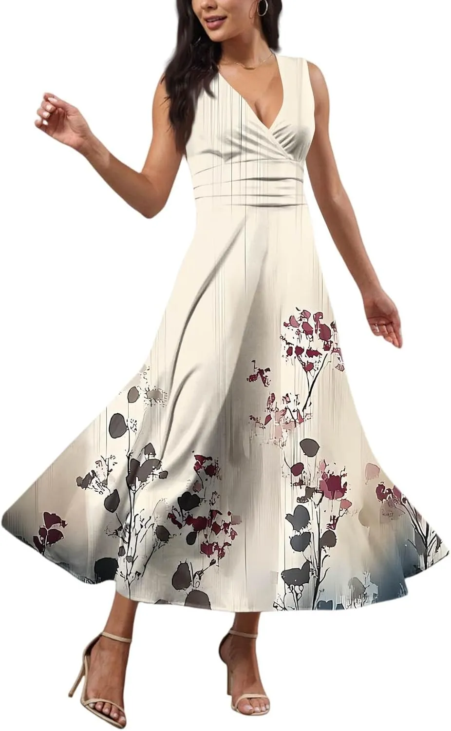 Floral Womens Dresses, Boho Bohemian 2025 Vacation Elegant Flowy Long Sundress
