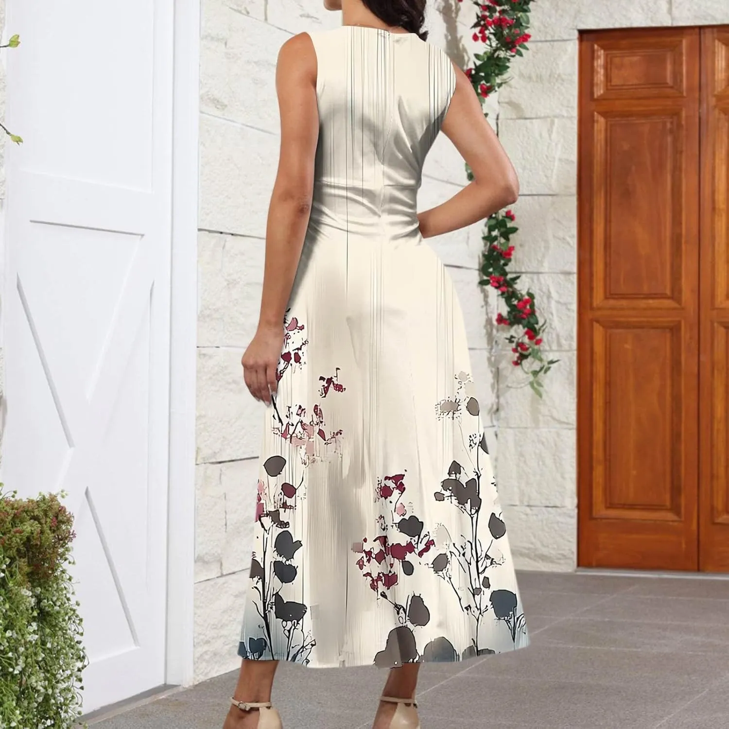 Floral Womens Dresses, Boho Bohemian 2025 Vacation Elegant Flowy Long Sundress