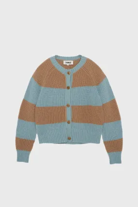 Foxtail Stripe Cardigan - Sand / Light Blue