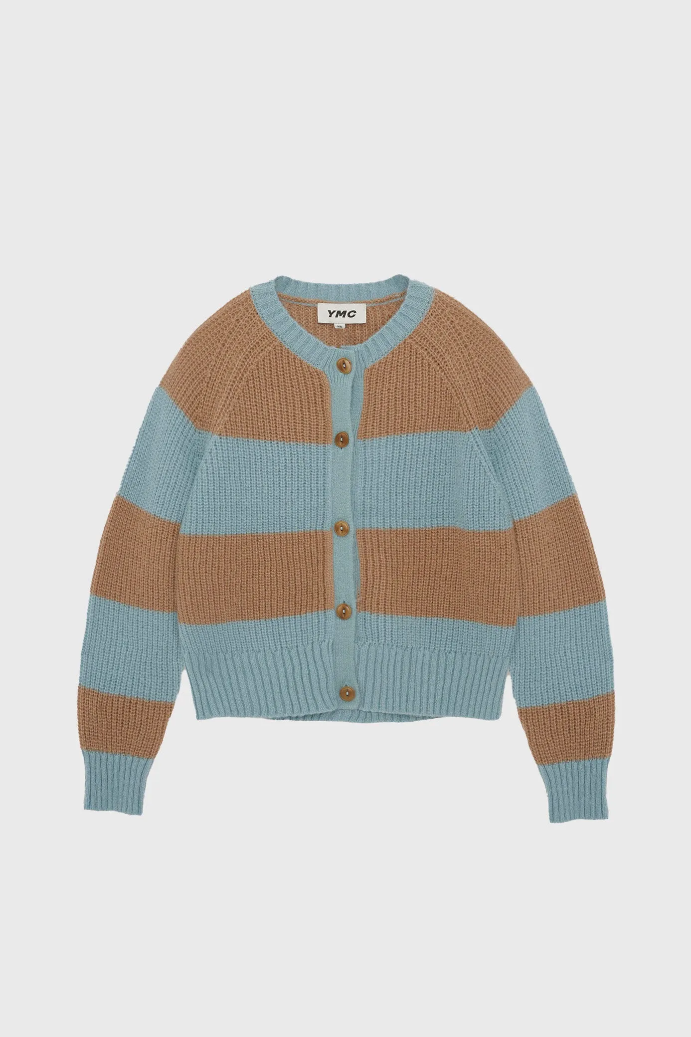 Foxtail Stripe Cardigan - Sand / Light Blue