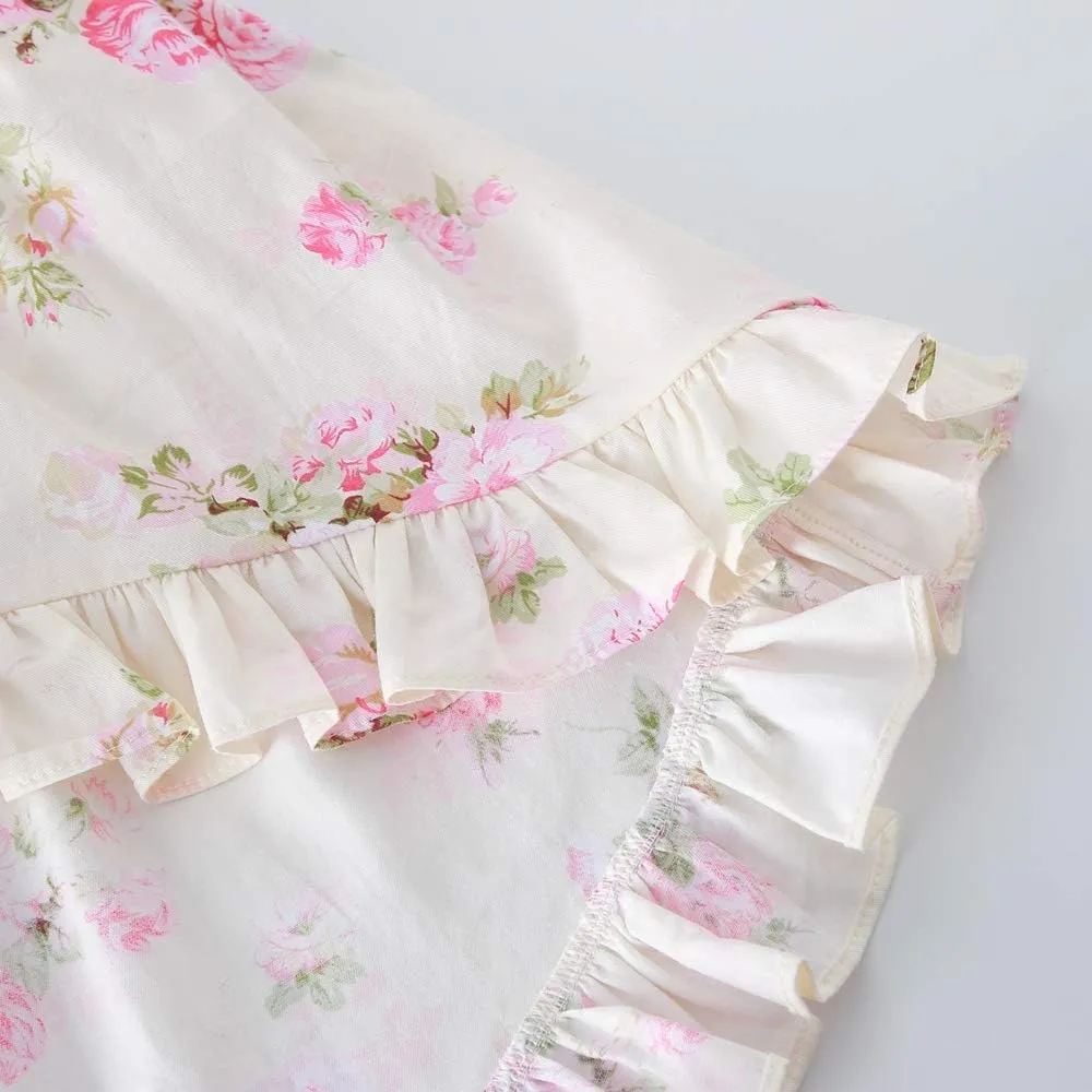 Girls' 2T-14 Casual Sundress Summer Autumn Clothes Cotton Floral Dress