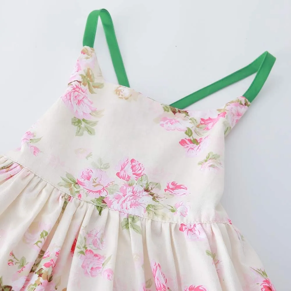 Girls' 2T-14 Casual Sundress Summer Autumn Clothes Cotton Floral Dress