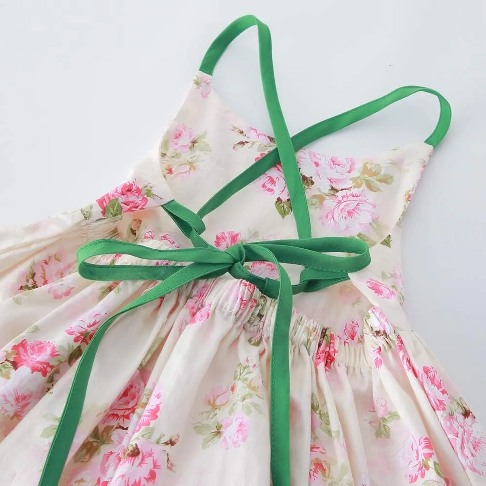 Girls' 2T-14 Casual Sundress Summer Autumn Clothes Cotton Floral Dress