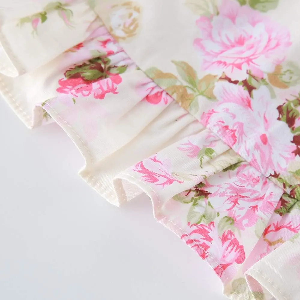 Girls' 2T-14 Casual Sundress Summer Autumn Clothes Cotton Floral Dress