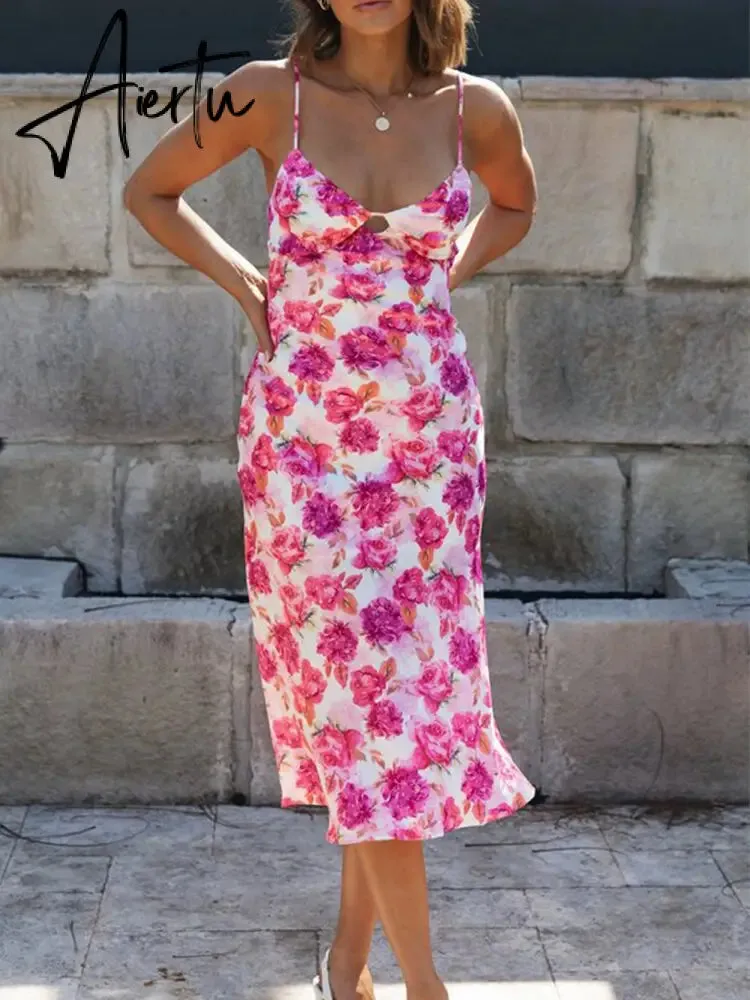 Hollow Out Sexy Straight Midi Elegant Summer Beach Pink Sundress Vestido Femme Robe Party Elegant Sleeveless Dress